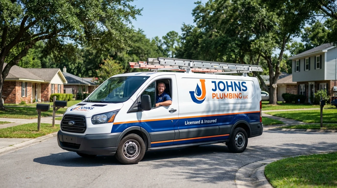 Johns Plumbing LLC service van in Berwyn, PA