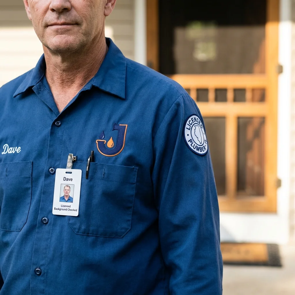 Licensed plumber showing ID badge in Berwyn, PA