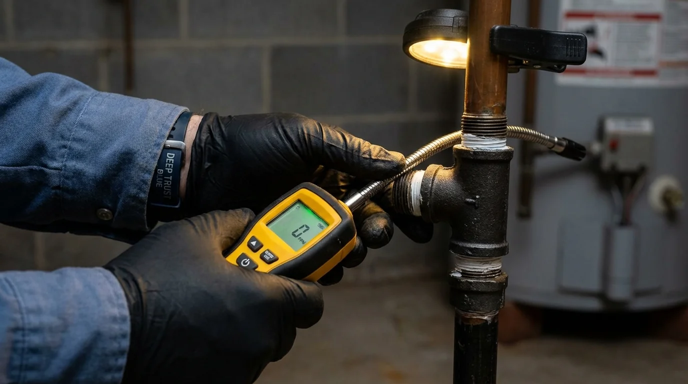 Gas leak detection with electronic sniffer by Johns Plumbing LLC in Berwyn
